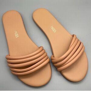Women's Tkees Beige Leather Serena Sandals Slides size 7